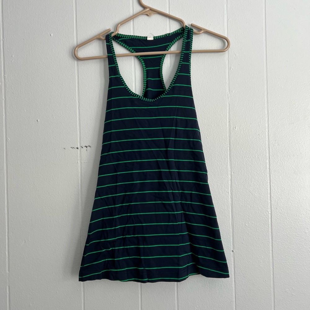 Lululemon Blue and Green Striped Tank Top